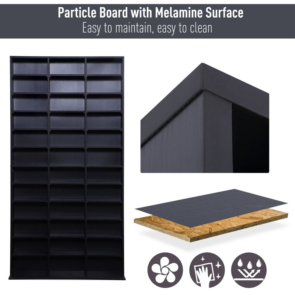 HOMCOM CD DVD Media Storage Shelves Display Shelf Racks Wooden Frame Black (for 1116 CDs or 528 DVDs/Blu-rays)