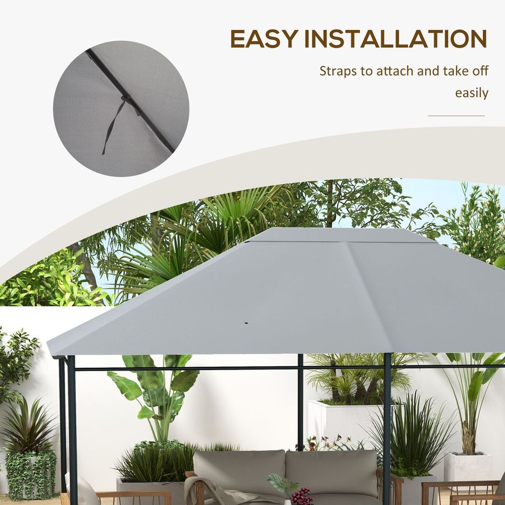 Outsunny 3x4m Gazebo Canopy Replacement - Light Grey
