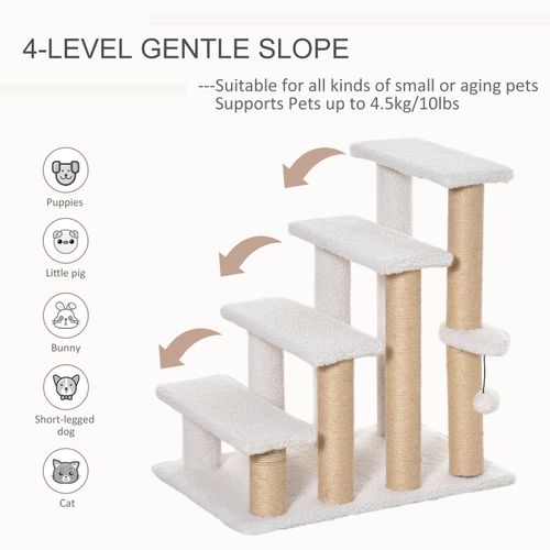 PawHut Pet Stair with 4-step Climb Ladder, Scratching Posts