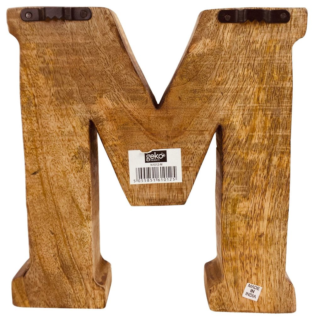 Hand Carved Wooden Geometric Letter M - Rustic Decor Accent, Free Standing or Wall Mounted - Perfect for Baby, Wedding, and More!