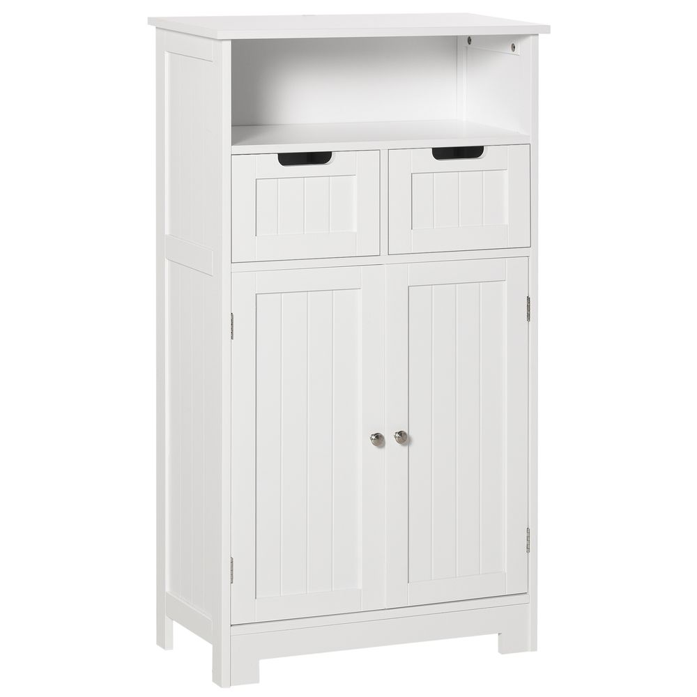 Premium Bathroom Floor Cabinet 2 Drawers | Adjustable Shelf | White | High Quality Materials