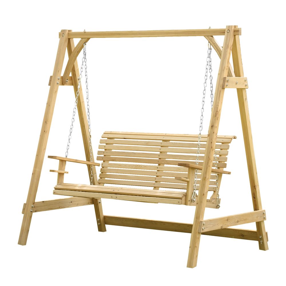 2-Seater Larch Wood Swing Chair Bench: Durable, Stylish, Relaxing. Perfect for Your Garden.