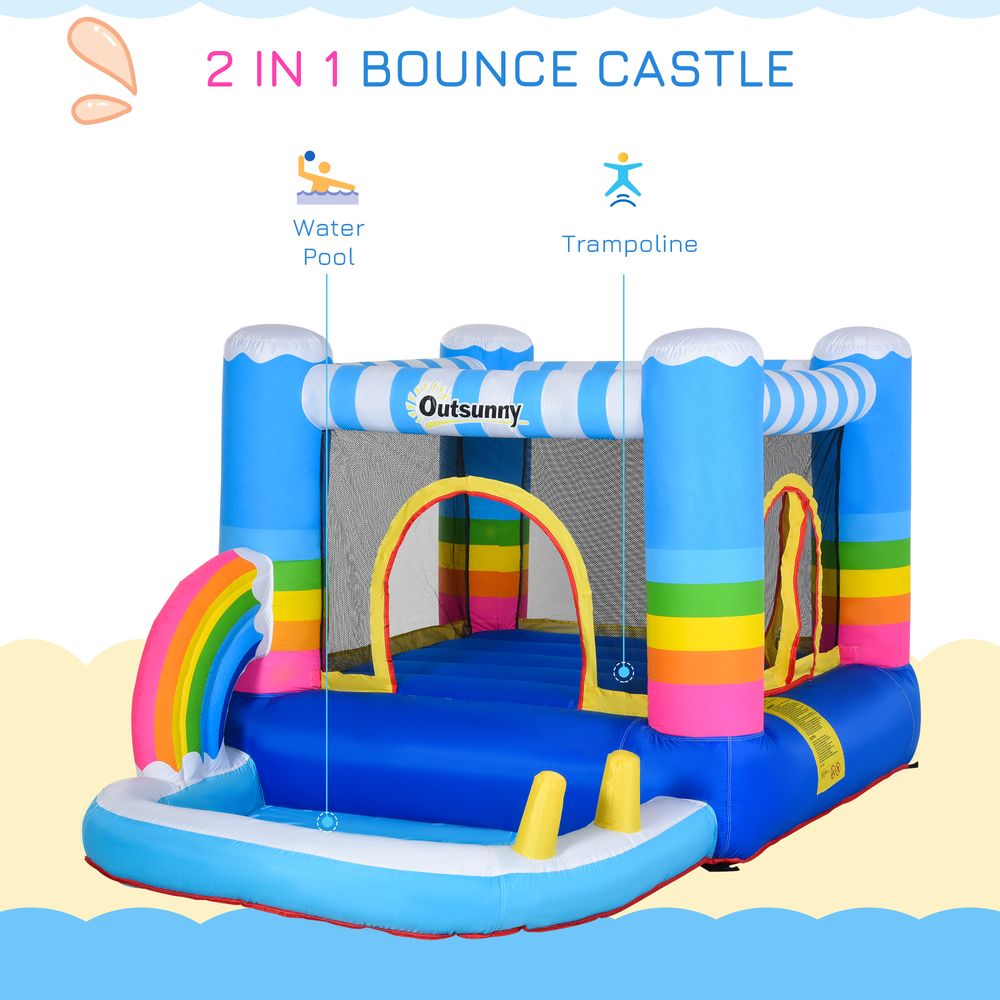 Outsunny Kids Bounce Castle Inflatable House with Trampoline Pool Climbing Wall with Inflator Carrybag, 2.8 x 1.7 x 1.55m