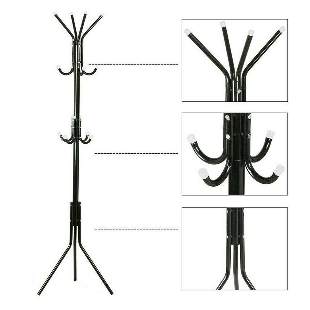 Coat Stand Coat/Hat/Jacket/Umbrella Floor Standing Rack Clothes Hanger Hooks UK