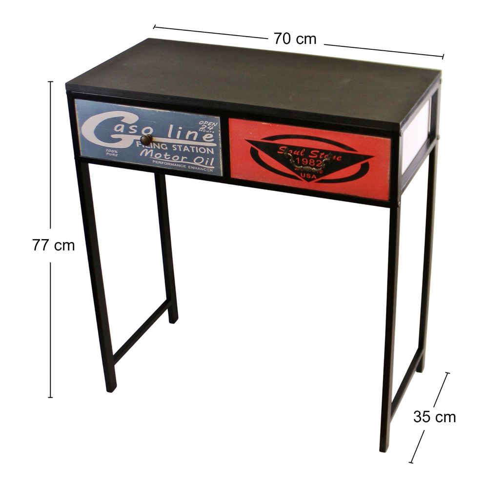 Modern Black Console Table with 2 Drawers, Retro American Design