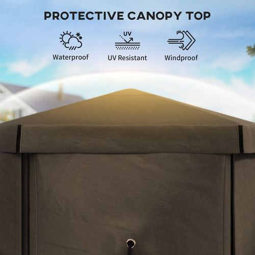 Outsunny 3 x 3(m) Hexagon Pop Up Gazebo with 5 Sides, Netting, Brown