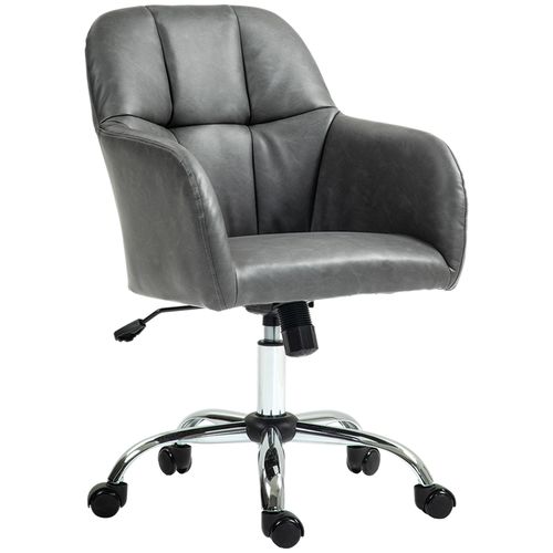 HOMCOM Computer Desk Chair with PU Leather, Swivel Wheels