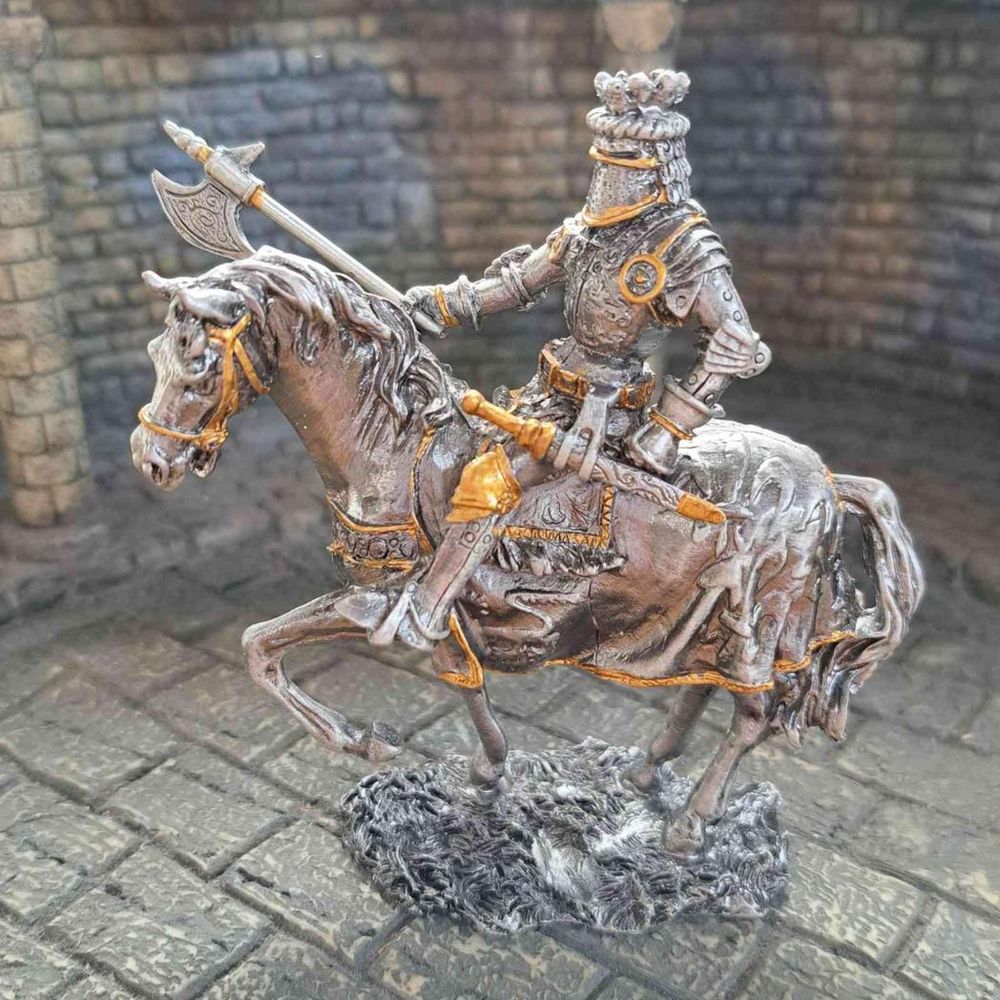 Mounted Knight with Axe (hand-cast statue sculpture) 10cm Height