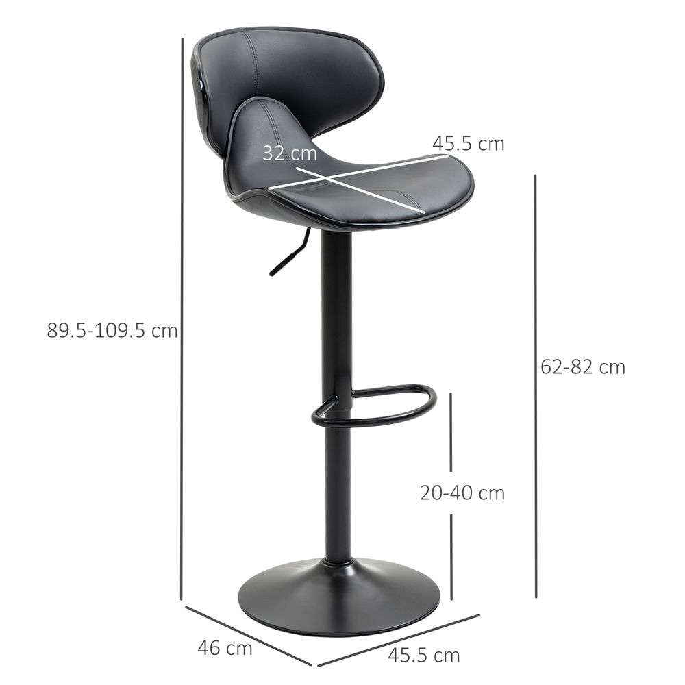 Premium Steel Frame Barstool Set - Footrest, Backrest, Gray Leather - High Quality