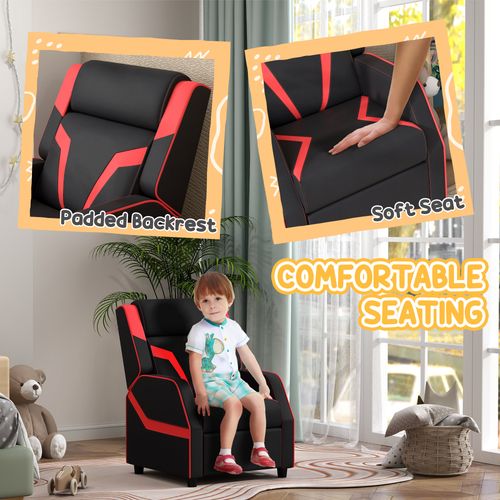 AIYAPLAY 2 in 1 Kids Armchair Recliner, PU Leather, for 3-9 Years Old, Black