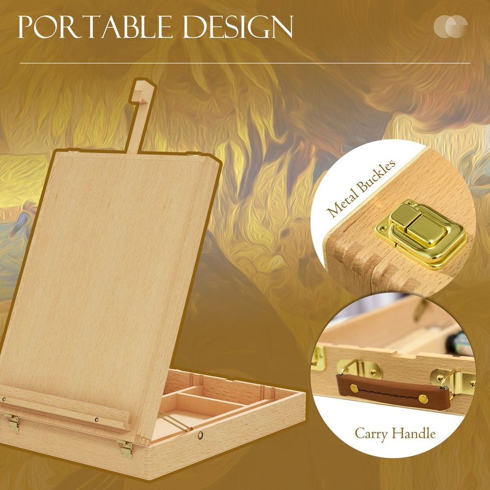Vinsetto Table Easel Box for Artists - Canvas up to 61cm, Adjustable Sketch Board, Storage Compartments