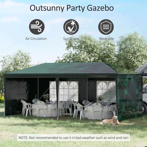 Outsunny 6m x 3m Garden Gazebo Marquee Canopy Party Tent Canopy Patio Green