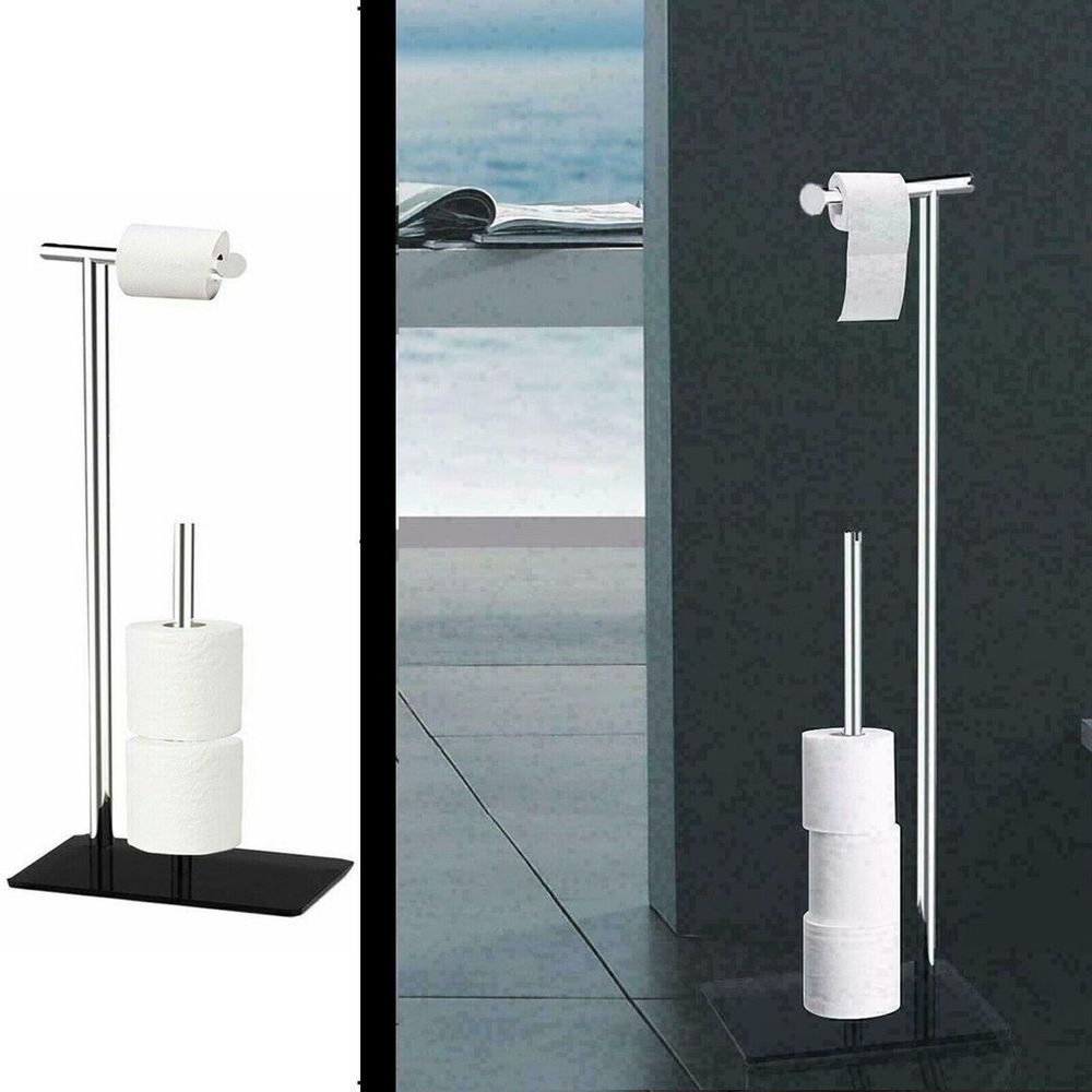 Stylish Toilet Roll Holder & Storage- Glass Base