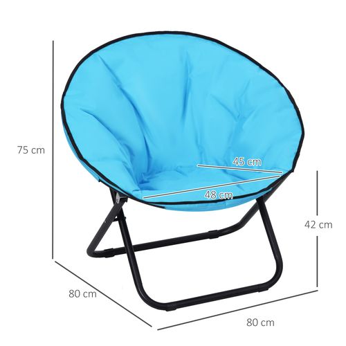 Folding Saucer Moon Chair, 80Lx80Wx75H cm, Metal Frame, 600D Oxford Cloth-Blue