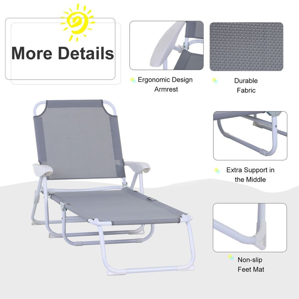 Outsunny Foldable Sun Lounger Chair - 4Level Backrest, Outdoor & Indoor, Comfortable, Durable