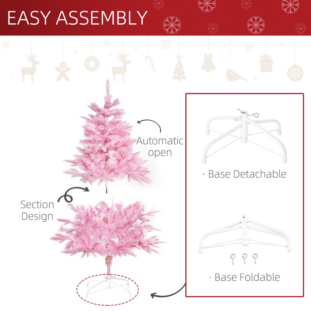 4FT Artificial Christmas Tree Holiday Xmas Automatic Open for Home Party Pink