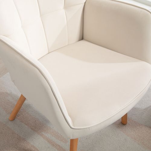HOMCOM Accent Chair Velvet-Touch Tufted Wingback Armchair
