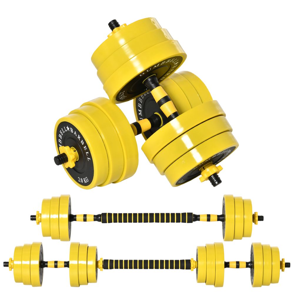 Premium 30KG Barbell & Dumbbell Set | Home Gym Plate Bar | HOMCOM Fitness Equipment