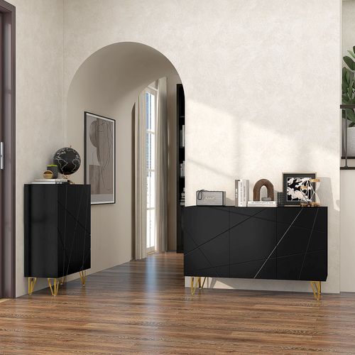 HOMCOM Freestanding Storage Cabinet with Adjustable Shelves for Living Room