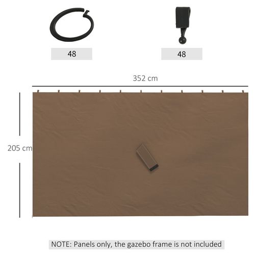 Outsunny 3 x 4(m) Universal Gazebo Replacement Sidewall Set, 4 Panels, Brown