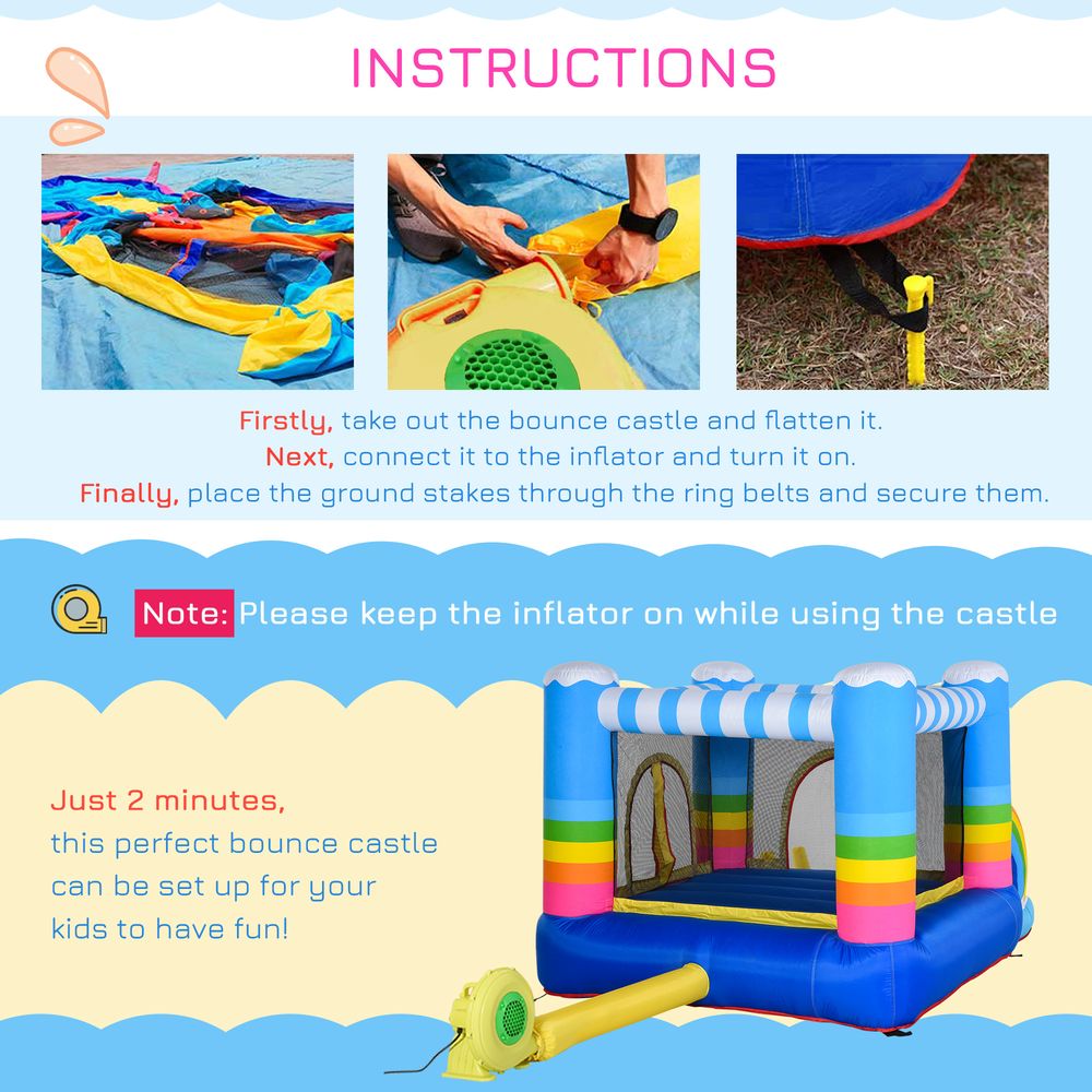 Outsunny Kids Bounce Castle Inflatable House with Trampoline Pool Climbing Wall with Inflator Carrybag, 2.8 x 1.7 x 1.55m