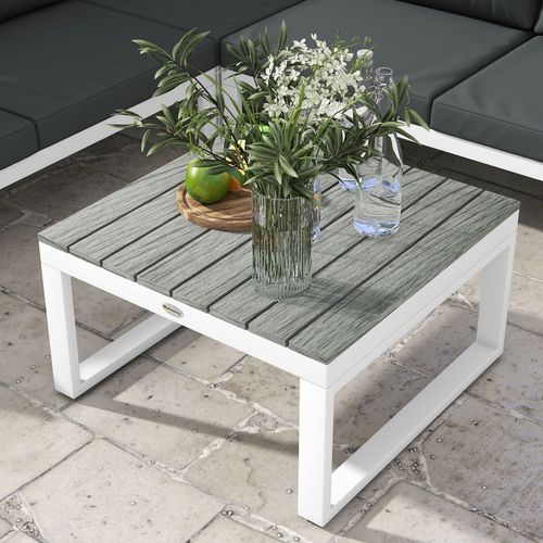 Outsunny 4 PCs Garden Set w/ 5-Level Recline Corner Conversation Sofa Set White