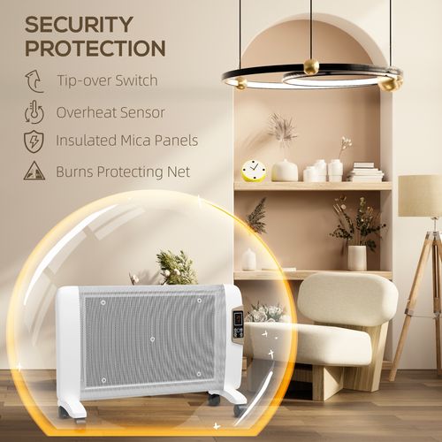 HOMCOM Mica Electric Space Heater, Portable Heater, 2 Heat Settings