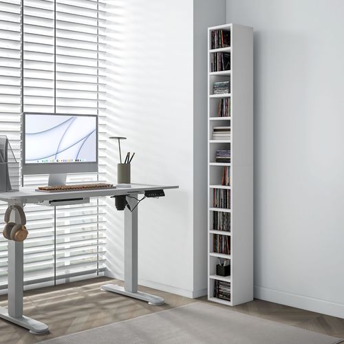 HOMCOM 204 CD Storage Tower Tall Bookcase Bookshelf with 12 Cubes