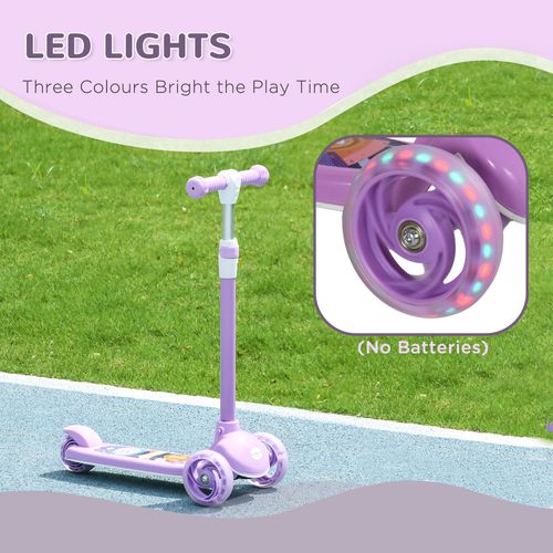 AIYAPLAY Kids 3 Wheel Scooter for 2-6 Years Old w/ Adjustable Height, Purple