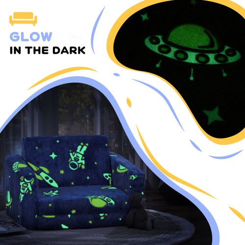 AIYAPLAY 2 in 1 Kids Folding Bed with Glow in The Dark Cosmic Design