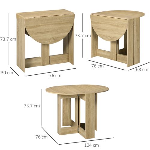HOMCOM Folding Dining Table Foldable Drop Leaf Dinner Table for Kitchen