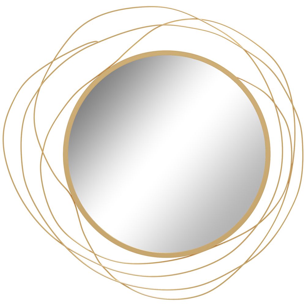 HOMCOM Metal Wall Art 65cm Round Mirror for Living Room Dining Room Gold Tone