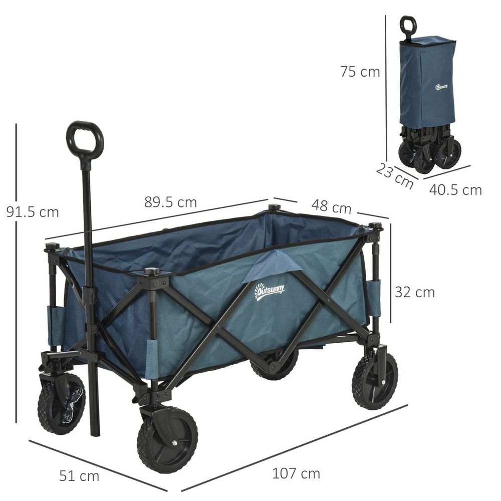 Foldable Pull Along Cart: Spacious Cargo Wagon Trailer for Beach & Garden, High Quality