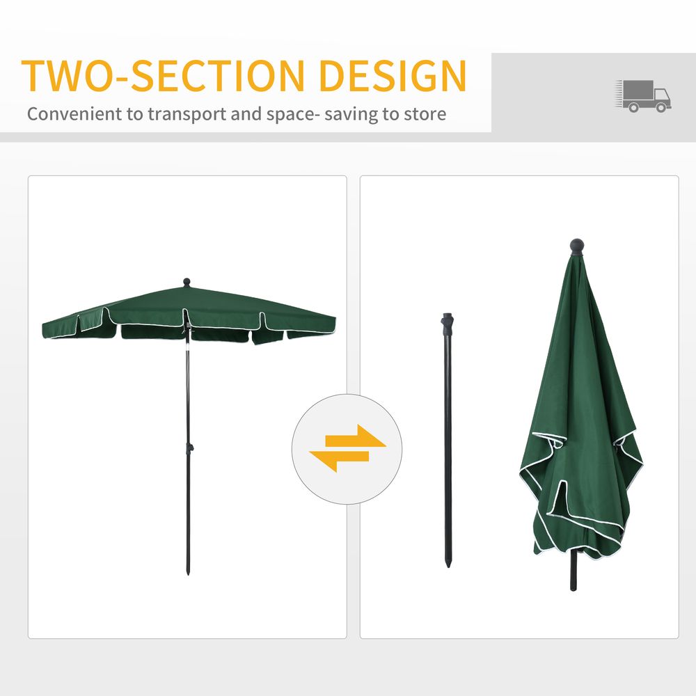 Premium Aluminium Sun Parasol - Strong, Adjustable, 2x1.25m Rectangular - Great for Gardens and Patios
