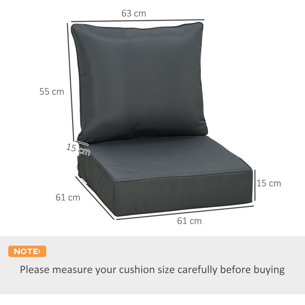 Outsunny Deep Seat Cushion Set - Grey, Removable/Washable Covers