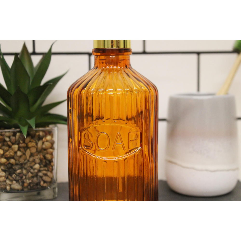 Premium Orange Glass Soap Dispenser