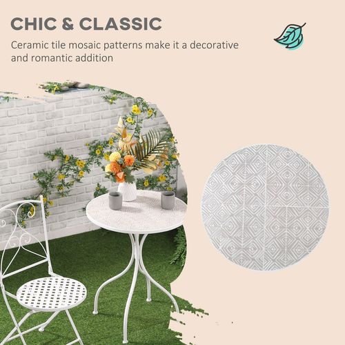 3 Piece Garden Bistro Set w/ Mosaic Top for Patio, Balcony, Poolside