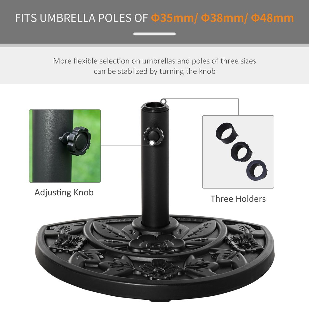 Elegant Half Round Parasol Base - Weather-resistant for Balcony - Black