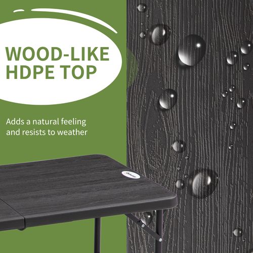 Outsunny Foldable Outdoor Dining Table for 4, Height Adjustable Steel Legs