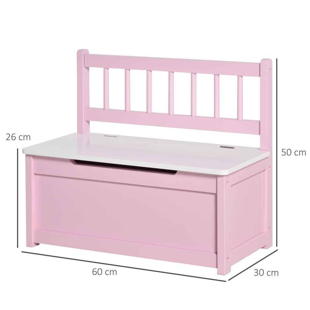 2-in-1 Wooden Toy Box Kids Seat - High-Quality Storage Chest w/ Pneumatic Rod - Safe & Sturdy Design