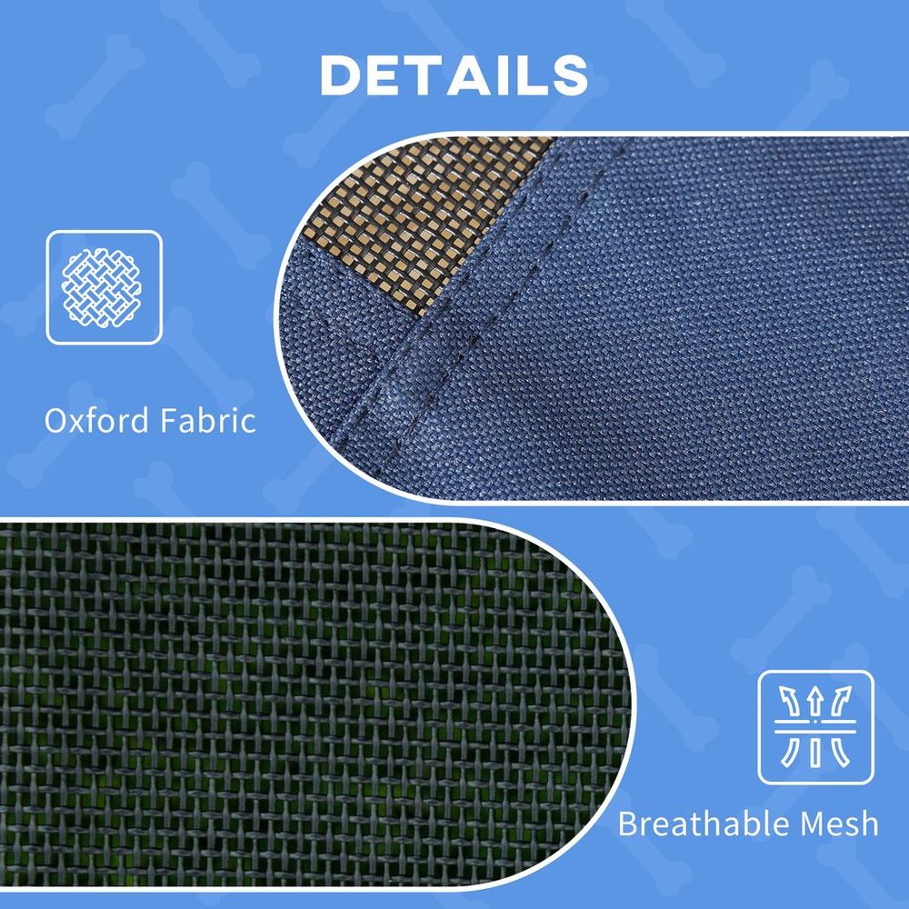 PawHut 61cm Elevated Dog Bed Cooling Raised Pet Cot UV Protection Canopy Blue