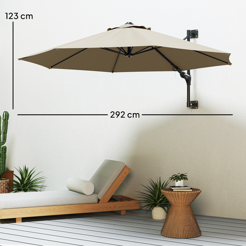 Outsunny Sun Parasol with Vent, Wall Umbrella for Patio, Garden