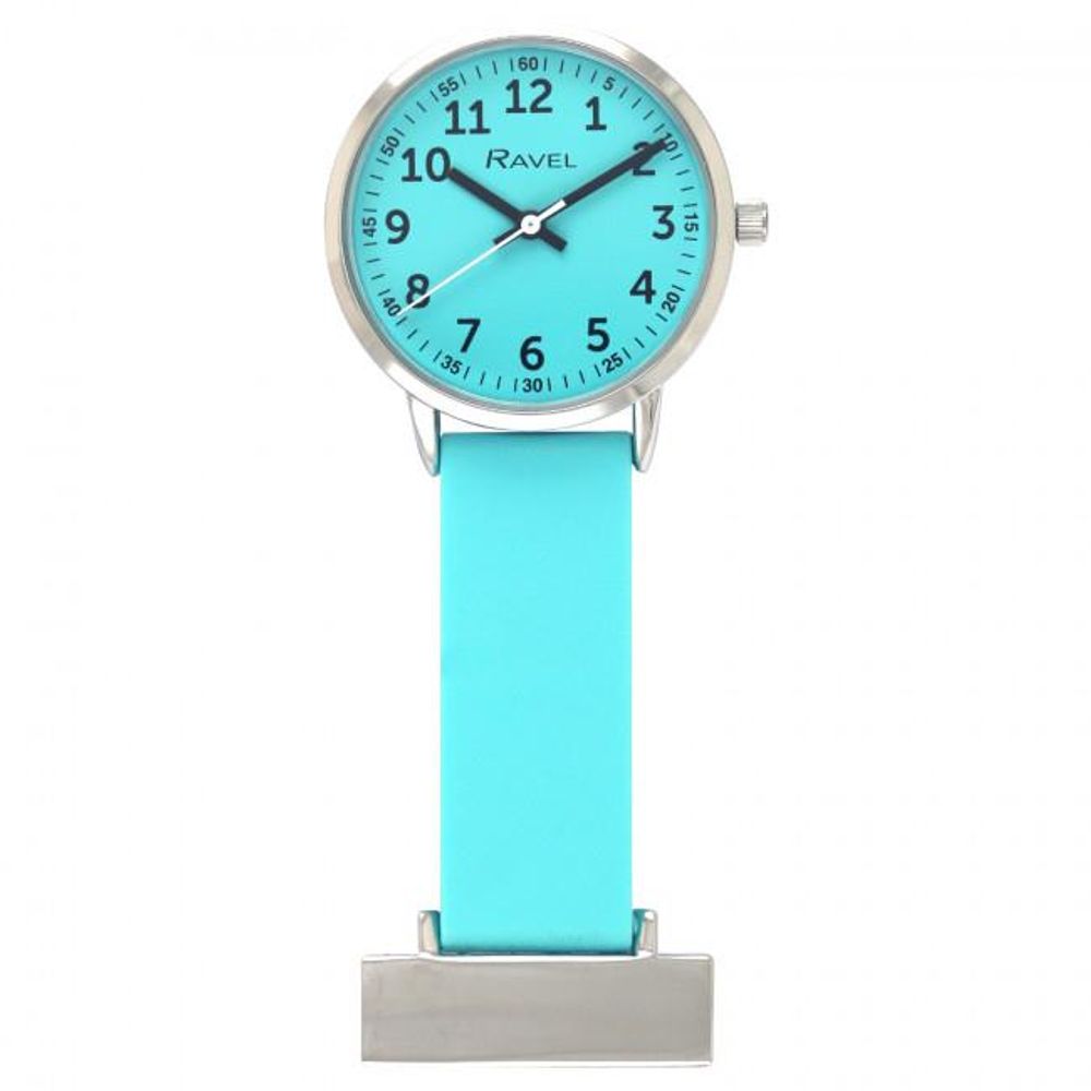 Ravel Aqua Silicone Nurses Fob Watch R1107.6 - Hygienic and Stylish Timepiece for Medical Professionals