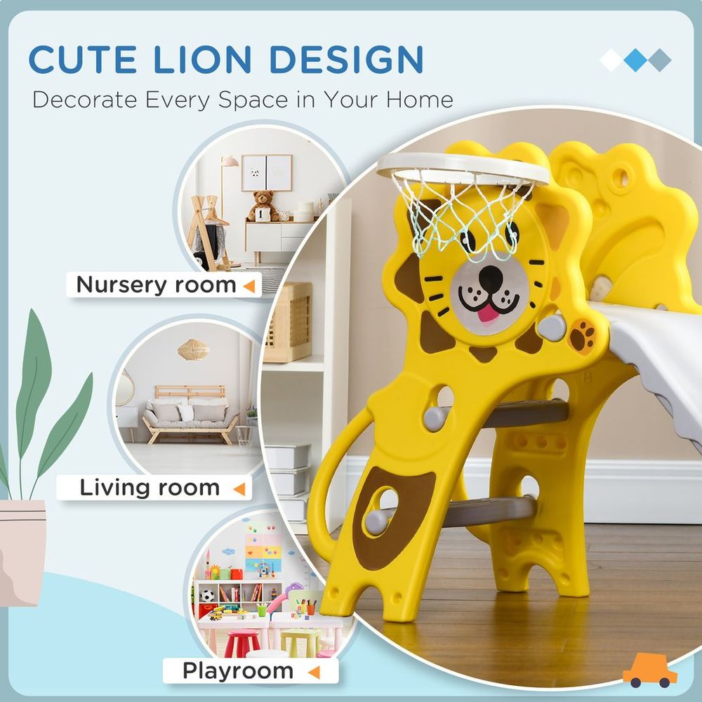 Premium Kids Slide & Basketball Hoop: Indoor Fun for Ages 18-36 Months