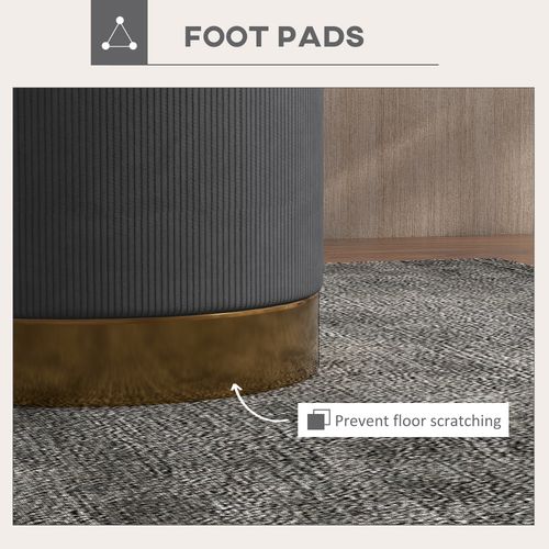 HOMCOM Modern Round Footstool, Fabric Upholstered Foot Rest