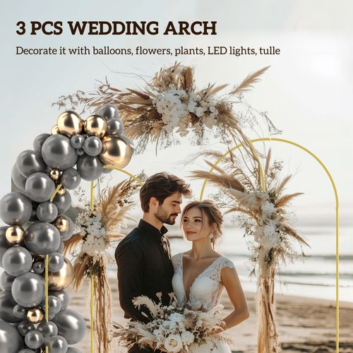 Outsunny Wedding Arch Frame Set, 2.2, 2, 1.8 m Arch Backdrop Stand Gold Tone