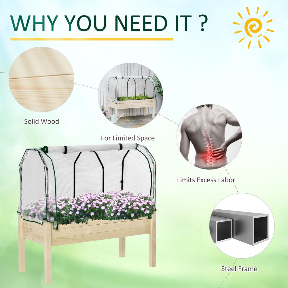 Outsunny Raised Garden Bed Greenhouse Cover - Premium Quality Planter Box