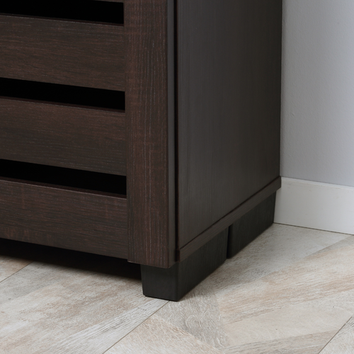 HOMCOM Shoe Storage Cabinet with Slatted Doors for 15 Pairs of Shoes Brown