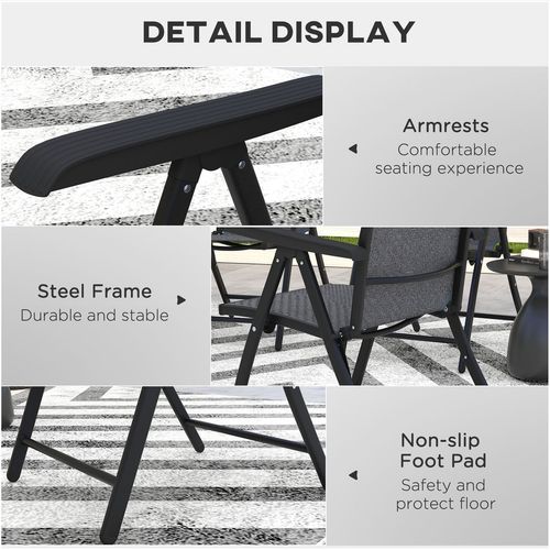 Outsunny Set of 4 Outdoor Rattan Folding Chair Set w/ Adjustable Backrest Grey