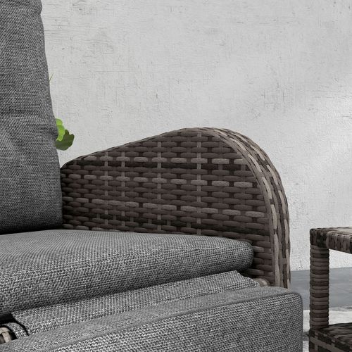 Outsunny 3 PCs Rattan Chaise Lounge Sofa Set w/ Cushion for Patio Yard Porch